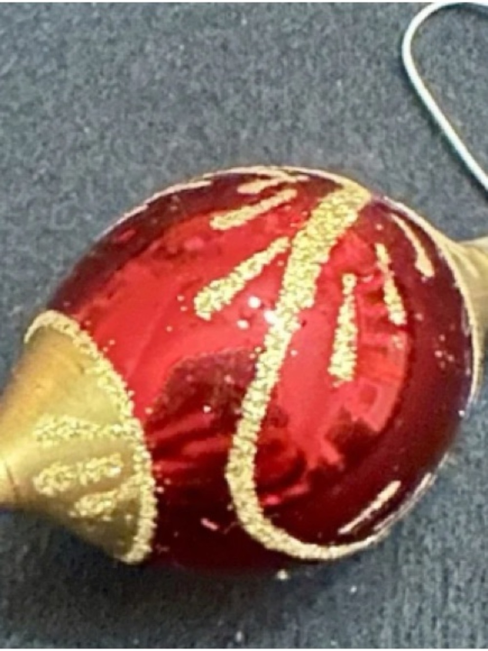 Red and Gold Teardrop Holiday Ornament - Festive Tree Decoration